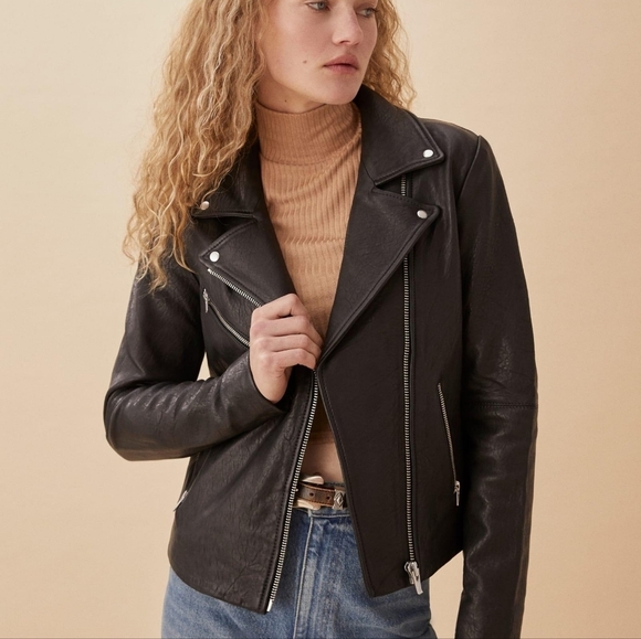 Reformation x Veda Bad Leather Jacket in Black size S NWT - Picture 1 of 7